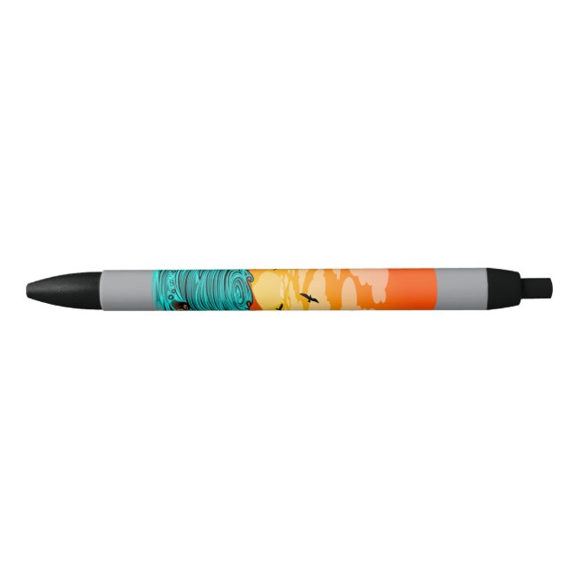 Caneta Preta Palm Tree Sunset (Frente)