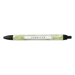 Caneta Preta Palma Verde Deixa Padrão Florestal Tropical