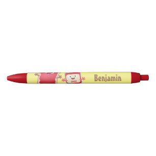 Caneta Preta Pão engraçado e personagens de desenho animados de