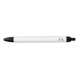 Caneta Preta Papelaria Clássica Simples Monograma Branco