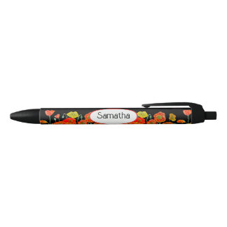 Caneta Preta Papoula Amarela Laranja Vermelho Nome de Meninas A
