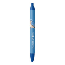 Caneta Preta Passaro Azul Celeste