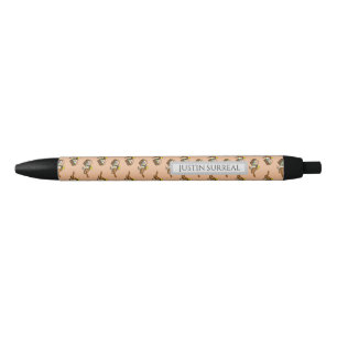Caneta Preta Pássaro Engraçado com Cesta de Ovos Coloridos Pe