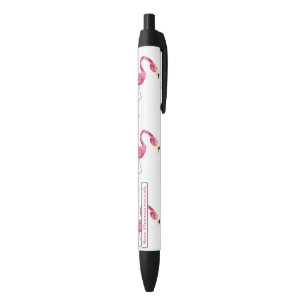 Caneta Preta Pássaro Flamingo Rosa Personalizado
