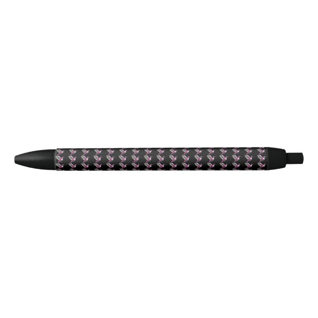 Caneta Preta Pássaro Humino Rosa Pixelado (Frente)