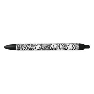 Caneta Preta Patchwork Preto e Branco Padrão 03