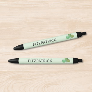 Caneta Preta Patrimônio Irlandês Trevo Verde Personalizado