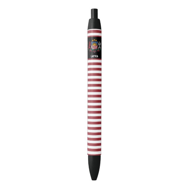 Caneta Preta Patriótico de Bandeira da Letónia (Frente Vertical)
