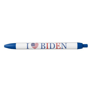 Caneta Preta Patriótico I Heart Love Joe Biden Flag
