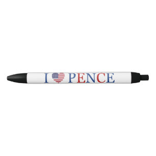 Caneta Preta Patriótico I Heart Love Mike Pence Flag