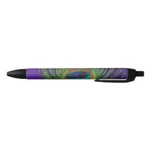 Caneta Preta Pavão roxo da folha