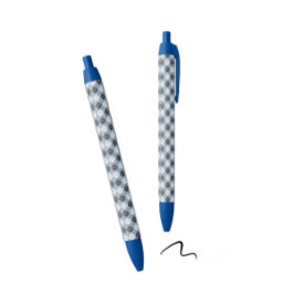 Caneta Preta Paw Print Pattern Silver Blue