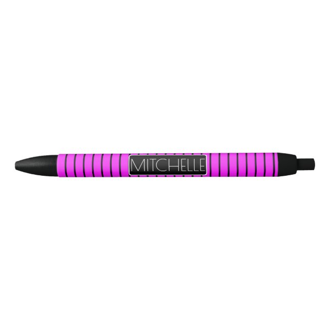 Caneta Preta PBP1 Pinstriped personalizada (Frente)