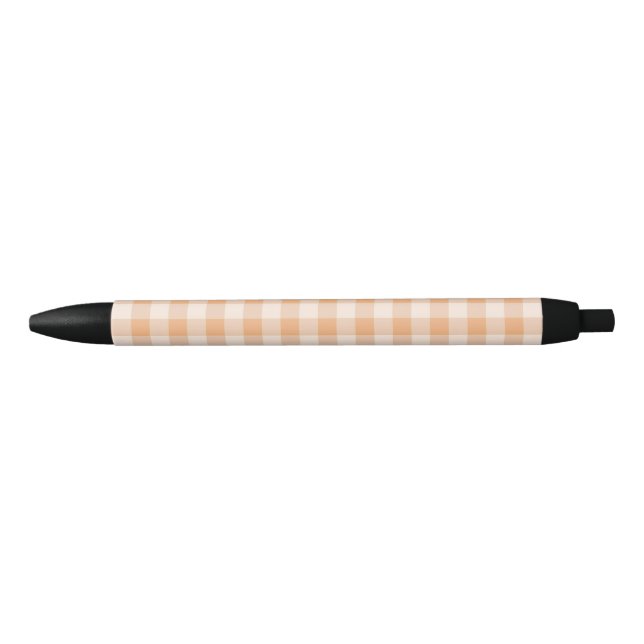 Caneta Preta Peach White Checkered Gingham Patterno (Frente)