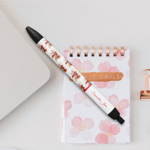 Caneta Preta Pequena Fada Vermelha e Bonita Fantasia