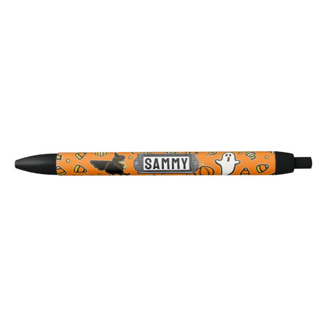 Caneta preta personalizada de Halloween (Frente)