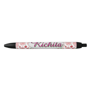 Caneta Preta Personalizado e customizado floral aquarela 