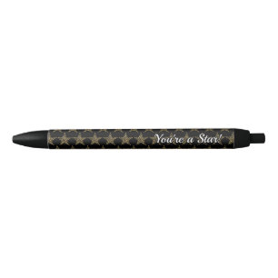 Caneta Preta Personalizado PRETO com Estrelas Douradas