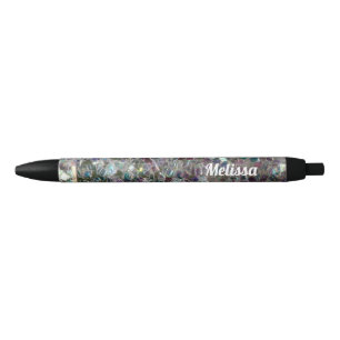 Caneta Preta Personalizar mosaico prateado colorido