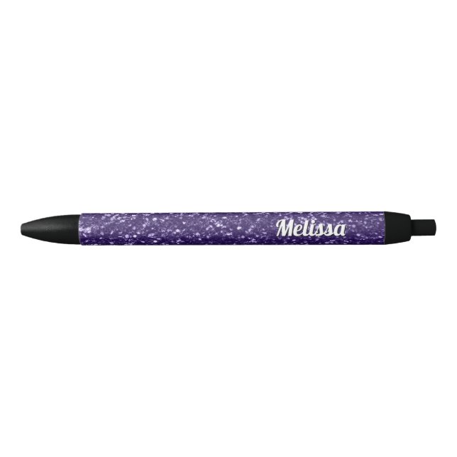 Caneta Preta Personalize faíscas roxas ultra violeta escuras (Frente)