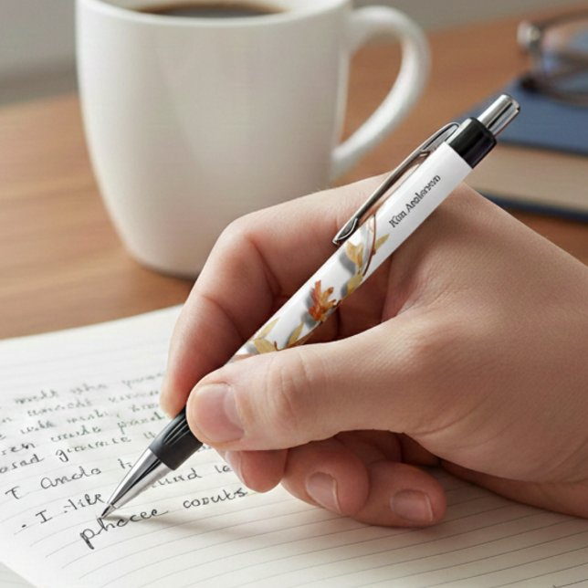 Caneta Preta Personalized Elegant Floral Name Pen (Criador carregado)