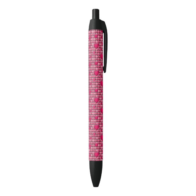 Caneta Preta Pilha cor-de-rosa com corações (parte de inferior (Vertical))