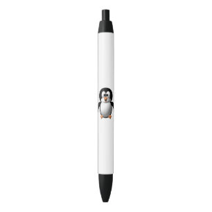 Caneta Preta Pinguim Alegre com Visualização 3D Fofa
