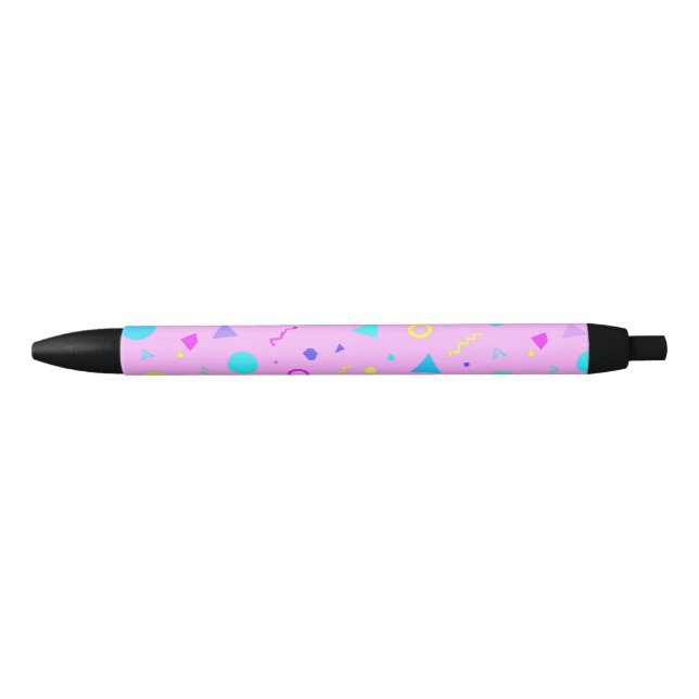 Caneta Preta Pink 80s Memphis Geometric Pattern (Frente)