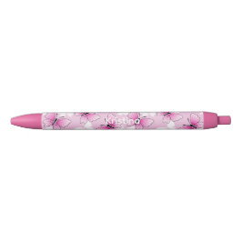 Caneta Preta Pink Butterfly Cute Kawaii Personalized Pen