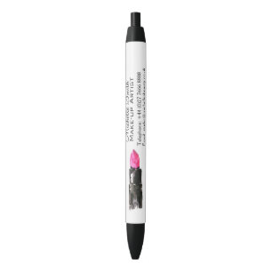 Caneta Preta Pink chic e batom preto de aquarela Maquiagem