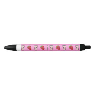 CANETA PRETA PINK KAWAII STRAWBERRRY E CHEESECAKE