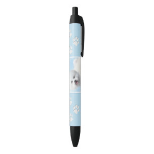 Caneta Preta Pintura de Bichon Frise - Arte de Cachorro Origina