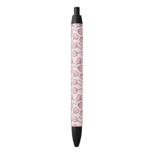 Caneta Preta Pirulitos Cor-de-Rosa, Pirulitos em Forma de Coraç