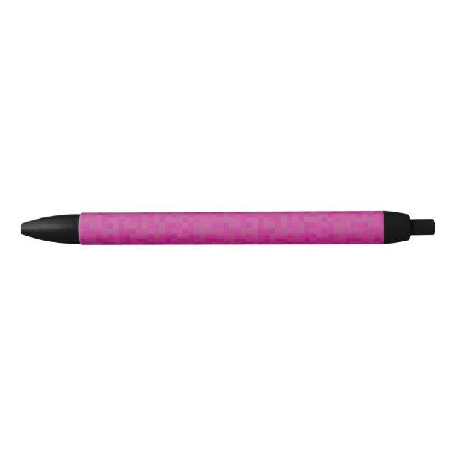 Caneta Preta Píxeis mosaicos cor-de-rosa (Frente)