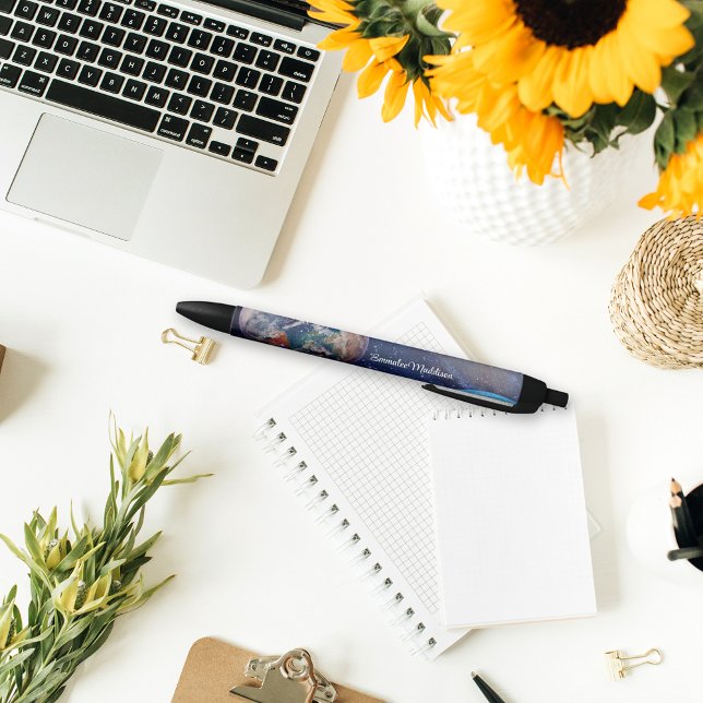 Caneta Preta Planetas da Galáxia Espacial Exterior da Terra Mon (Criador carregado)
