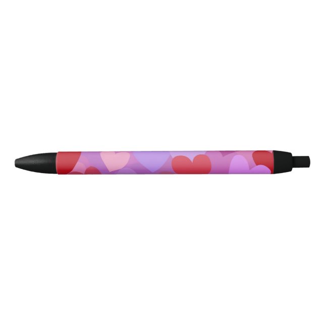 Caneta Preta Playful Colorful Heart Pattern (Frente)
