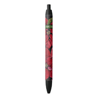 Caneta Preta Poinsettia Vibrante Em Aquarela