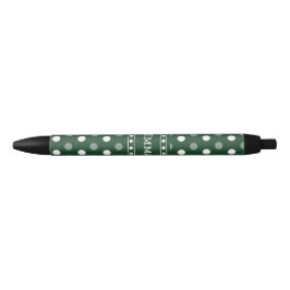 Caneta Preta Ponto de Bolinha Verde Esmeralda