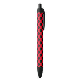 Caneta Preta Ponto de Bolinha Vermelho e Preto