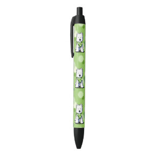 Caneta Preta Ponto verde Westies de KiniArt