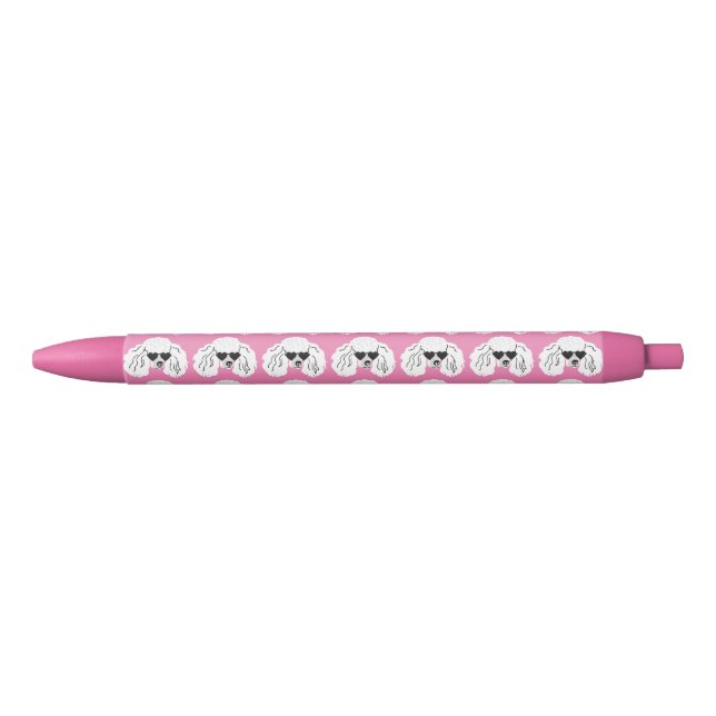 Caneta Preta Poodle Pattern Cute Pink (Frente)
