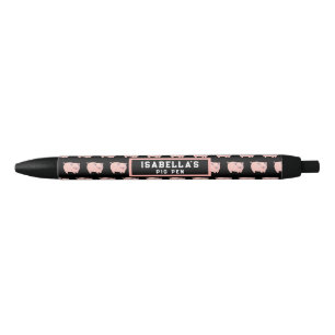 Caneta Preta Porco Engraçado