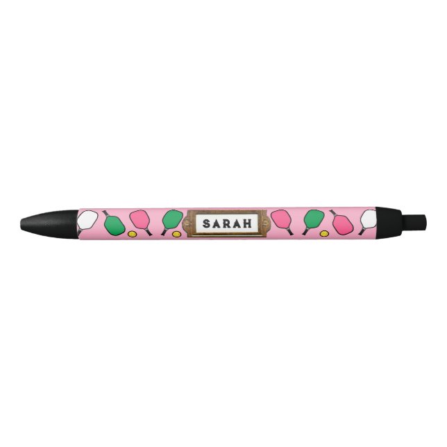 Caneta Preta Presente Personalizado de Pickleball (Frente)