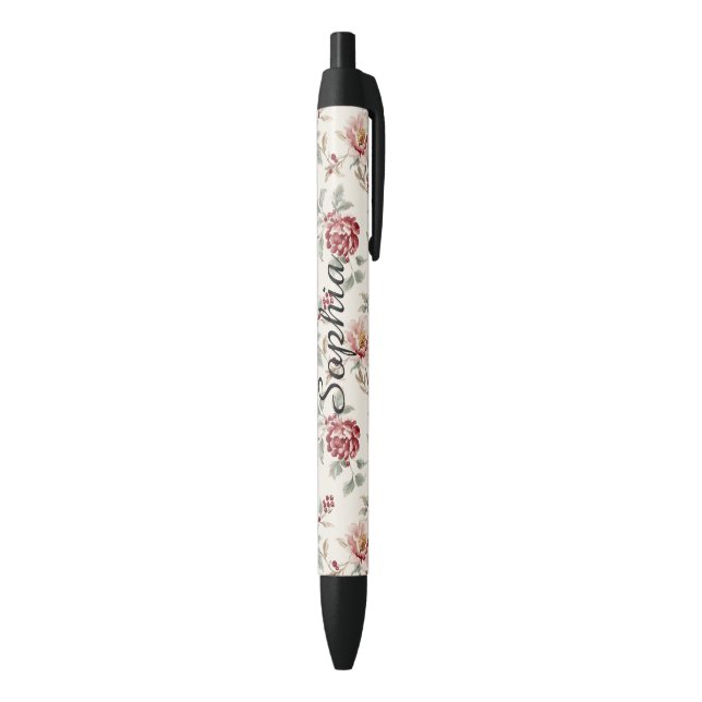 Caneta Preta Pretty Chic Red Cream Floral (parte de inferior (Vertical))