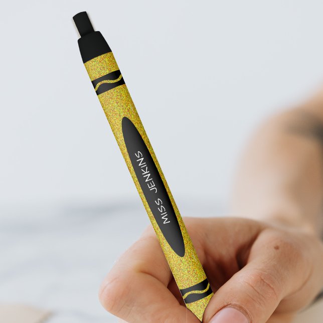 Caneta Preta Professor de Crayon Amarelo (Yellow Crayon Teacher Black Ink Pen)