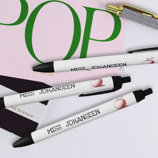 Caneta Preta Professor de Mão Simples Moderna Desenhado de Maçã (Criador carregado)