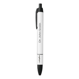 Caneta Preta Profissional Médico Simples Asclepius Preto Branco
