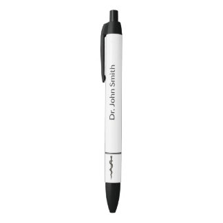 Caneta Preta Profissional Médico Simples Asclepius Preto Branco