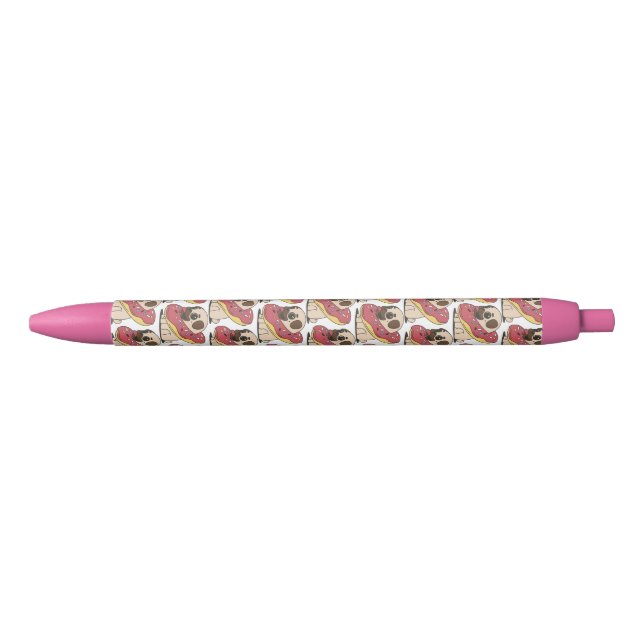 Caneta Preta Pug em Donut (Frente)