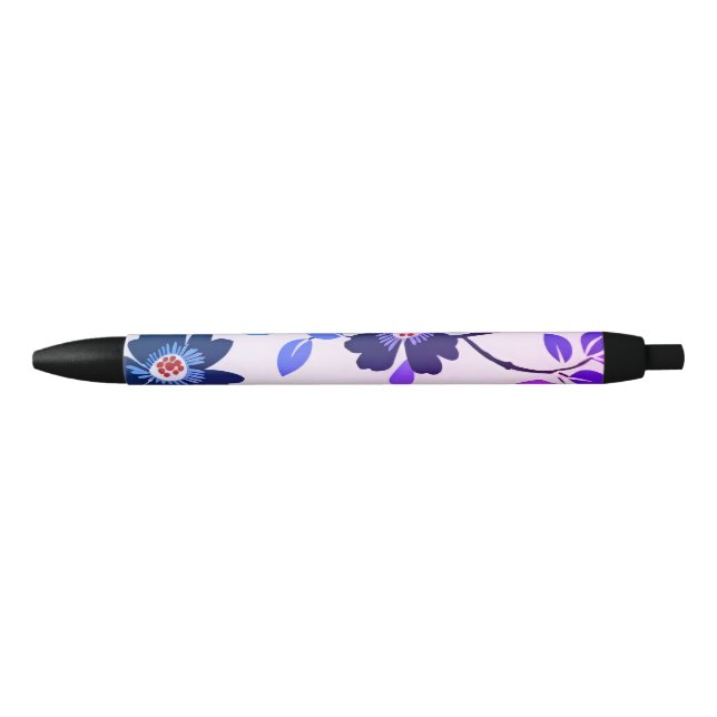 Caneta Preta Purple Floral (Frente)